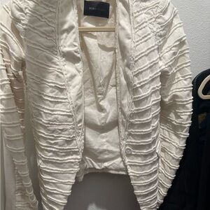 BCBGMaxAzria Cream Textured Open-Front Blazer